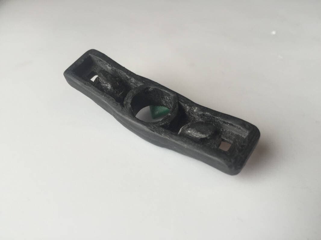 The underside of the trigger, after touching up the trigger wire hooks with a soldering iron.