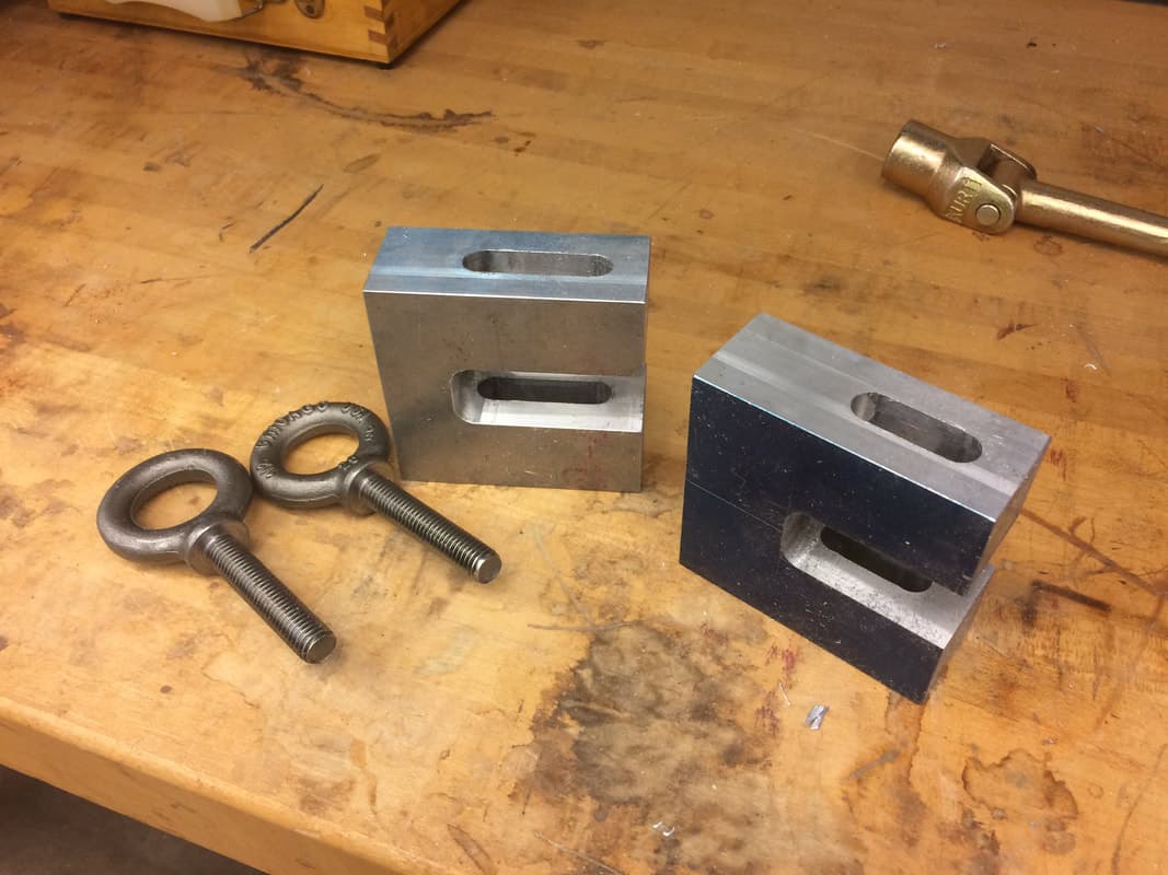 The final U's, ready for the strain gauges to be glued on, and finally the eye-bolts to be attached into the slots with nuts.