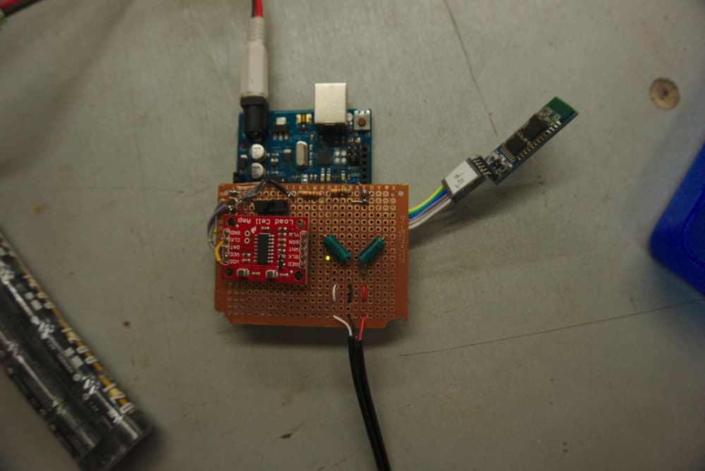 Circuitry on the breadboard on the Arudino.